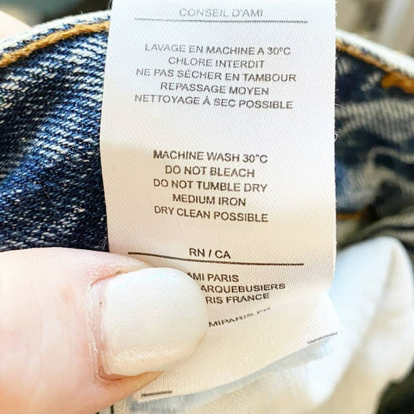 Ami Alexandra 448 Acid Wash Raw Hem Rigid Denim Jeans - Picture 3 of 6